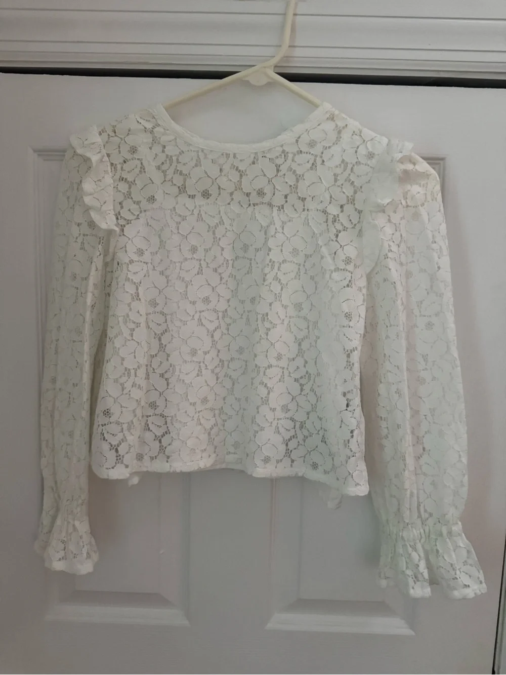 GAP White Floral Lace Long-Sleeve Girls' Blouse